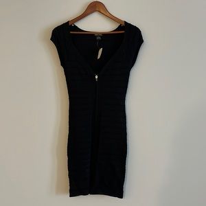 Black Bodycon Zipper Dress